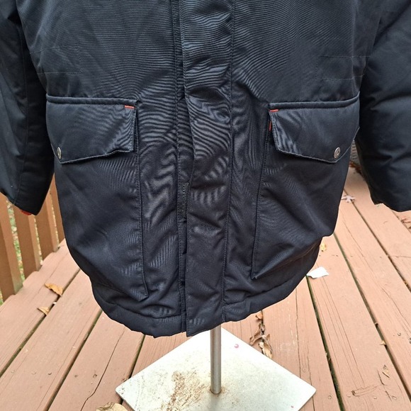 Timberland Hooded Parka Mens LXL/TG Fleece Lined Faux Hood Zip Jacket Coat Black - Picture 4 of 15